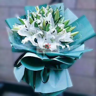 商丘8支白色多头百合，情真意切